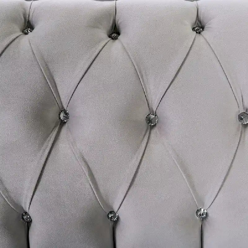 Canapé en tissu velours capitonné gris