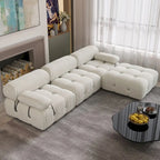 Canapé d'angle en forme de L de 264 cm, canapé minimaliste en velours avec méridienne réversible