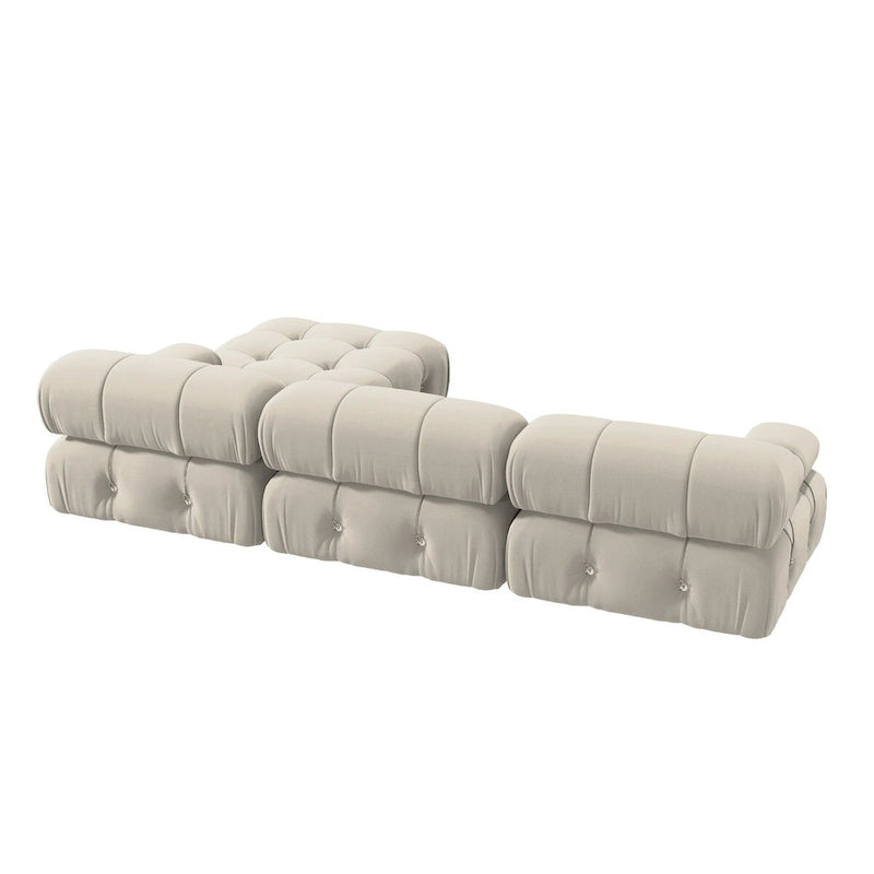Canapé d'angle en forme de L de 264 cm, canapé minimaliste en velours avec méridienne réversible