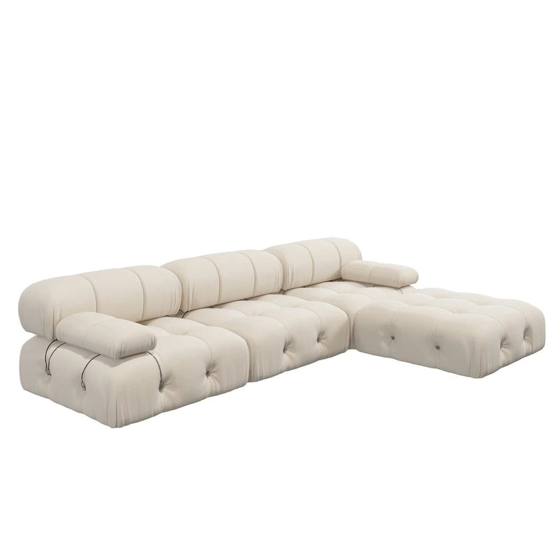 Canapé d'angle en forme de L de 264 cm, canapé minimaliste en velours avec méridienne réversible