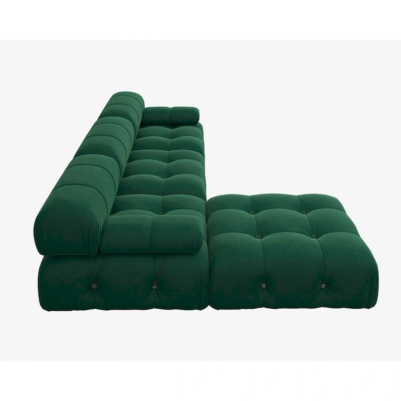 Canapé d'angle en forme de L de 264 cm, canapé minimaliste en velours avec méridienne réversible