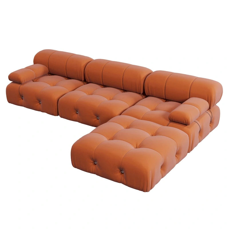 Canapé d'angle en forme de L de 264 cm, canapé minimaliste en velours avec méridienne réversible