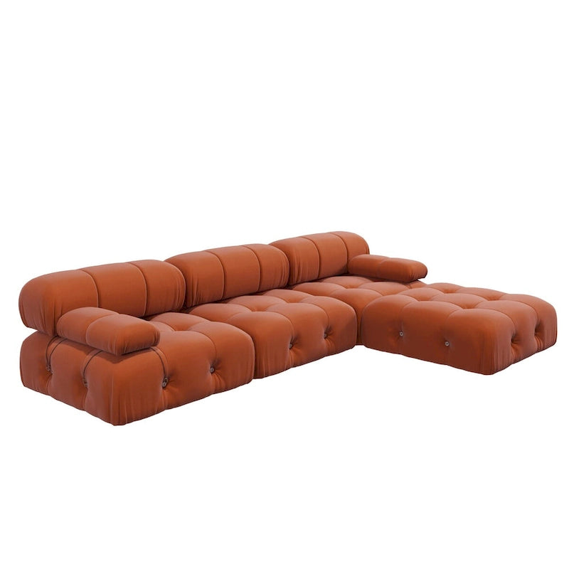 Canapé d'angle en forme de L de 264 cm, canapé minimaliste en velours avec méridienne réversible