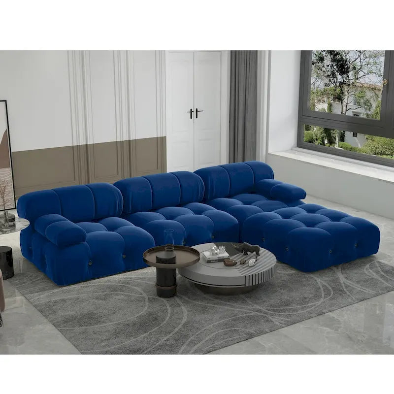 Canapé d'angle en forme de L de 264 cm, canapé minimaliste en velours avec méridienne réversible