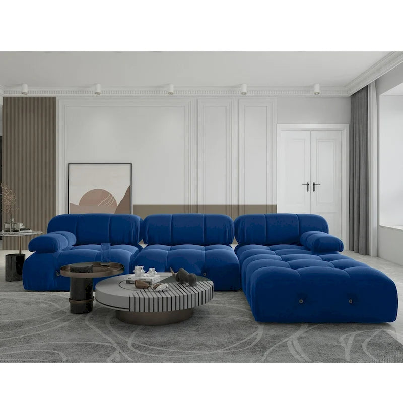 Canapé d'angle en forme de L de 264 cm, canapé minimaliste en velours avec méridienne réversible