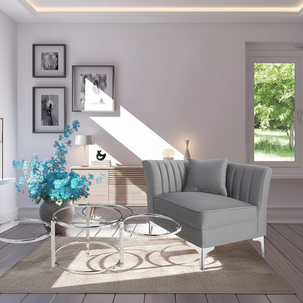 Modern Motion Clear Glass and Chorme Coffee Table