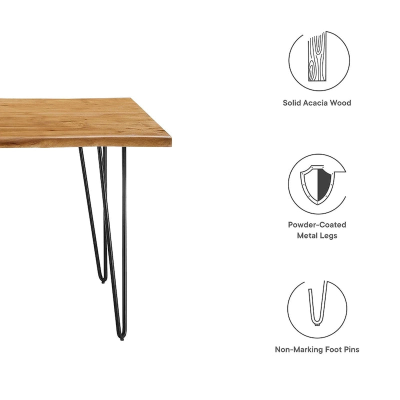 Table à manger 60 en bois d'acacia Live Edge - Noir Naturel