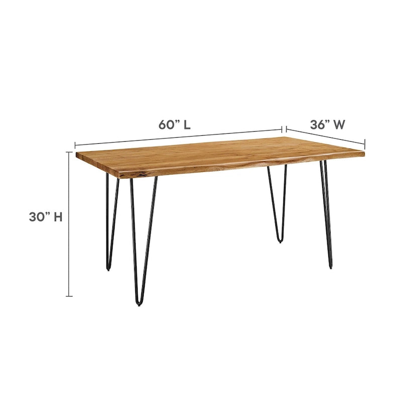 Table à manger 60 en bois d'acacia Live Edge - Noir Naturel
