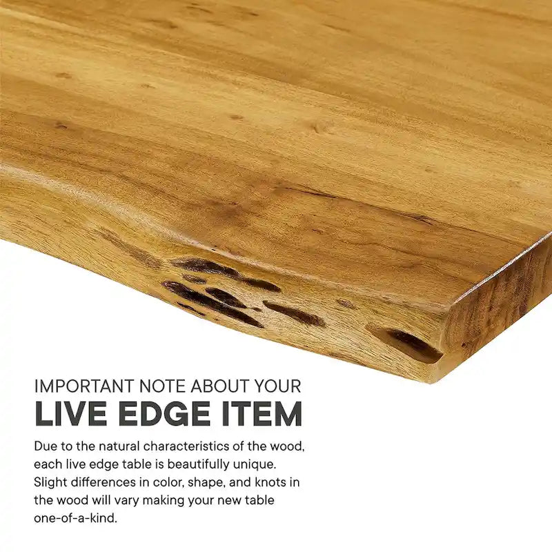 Table à manger 60 en bois d'acacia Live Edge - Noir Naturel