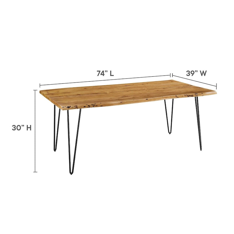 Table à manger 60 en bois d'acacia Live Edge - Noir Naturel