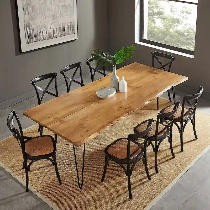 Table à manger 60 en bois d'acacia Live Edge - Noir Naturel