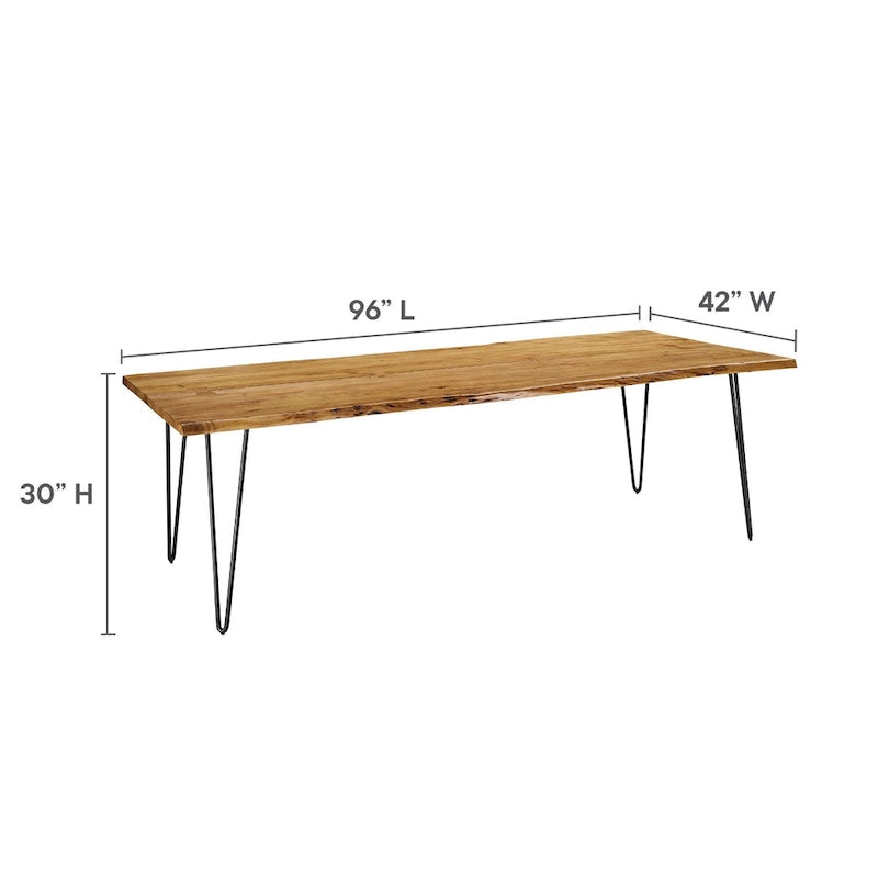 Table à manger 60 en bois d'acacia Live Edge - Noir Naturel