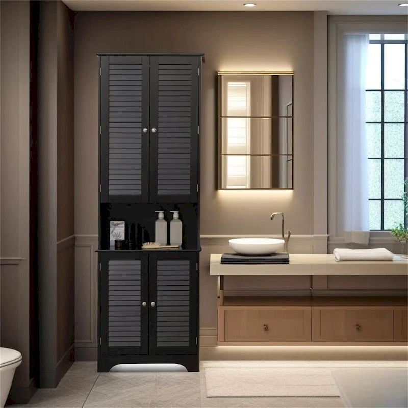 Meuble de rangement haut et étroit pour salle de bain