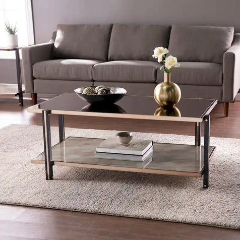 Table basse rectangulaire, Table basse avec plateau miroir, Tables basses modernes, Table d'appoint pour le salon